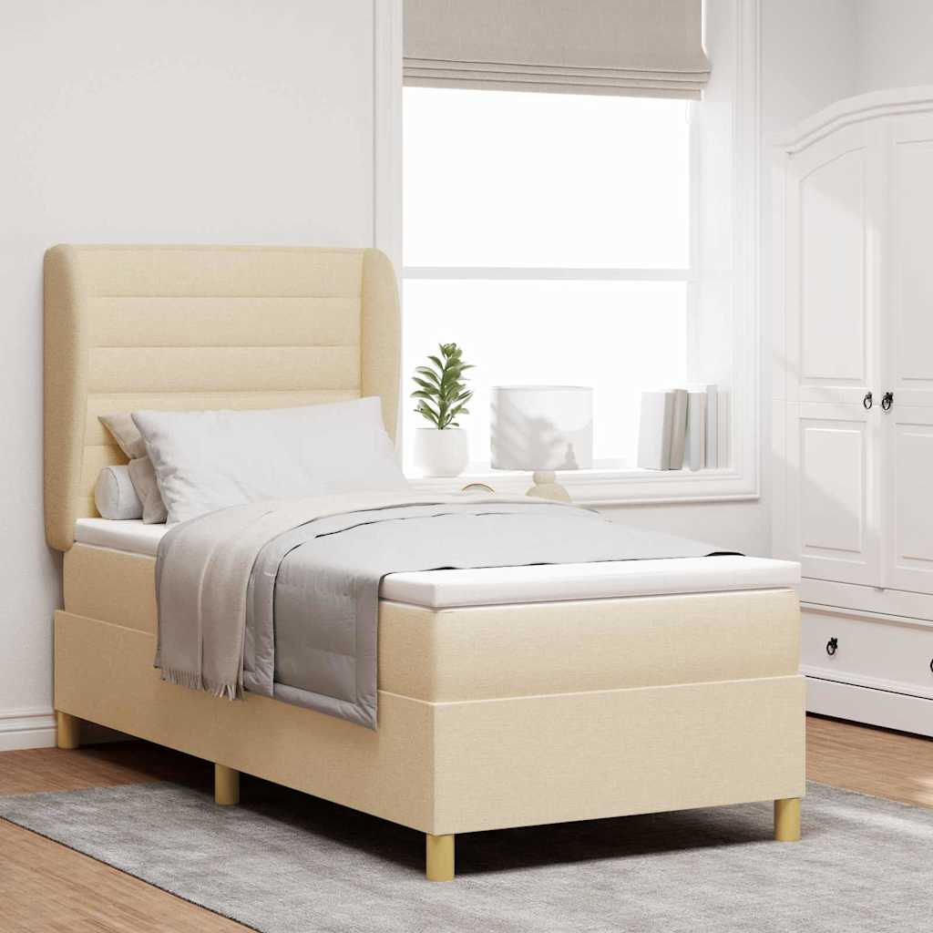 Letto a molle con materasso Crema 190 x 90 cm Tessuto | homemem39