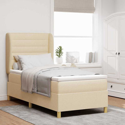 Letto a molle con materasso Crema 190 x 90 cm Tessuto | homemem39
