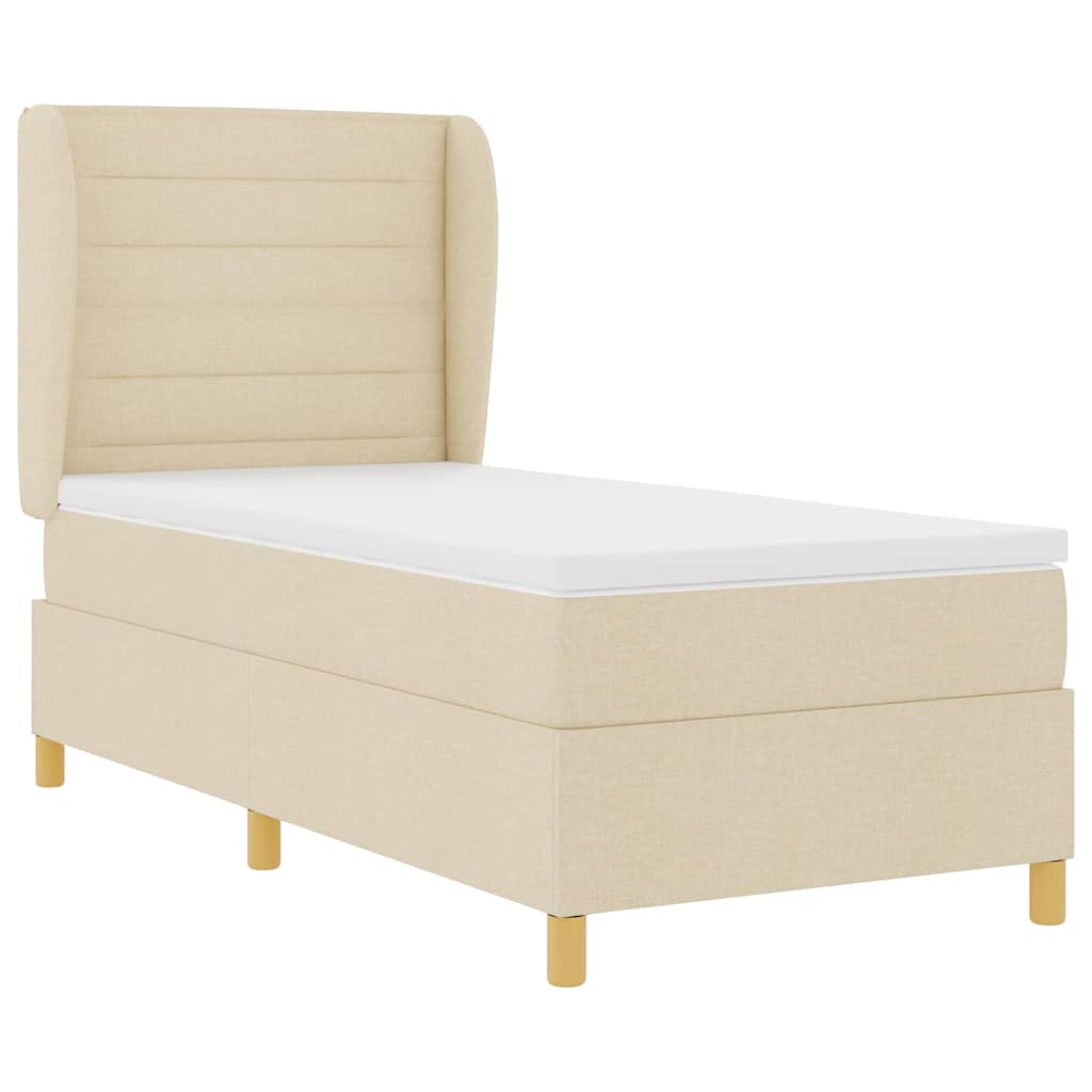 Letto a molle con materasso Crema 190 x 90 cm Tessuto | homemem39