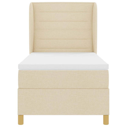 Letto a molle con materasso Crema 190 x 90 cm Tessuto | homemem39