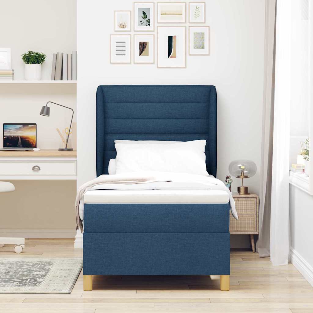 Letto a molle con materasso Blu 190 x 90 cm Tessuto | homemem39