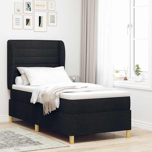 Letto a molle con materasso Nero 200 x 90 cm Tessuto | homemem39