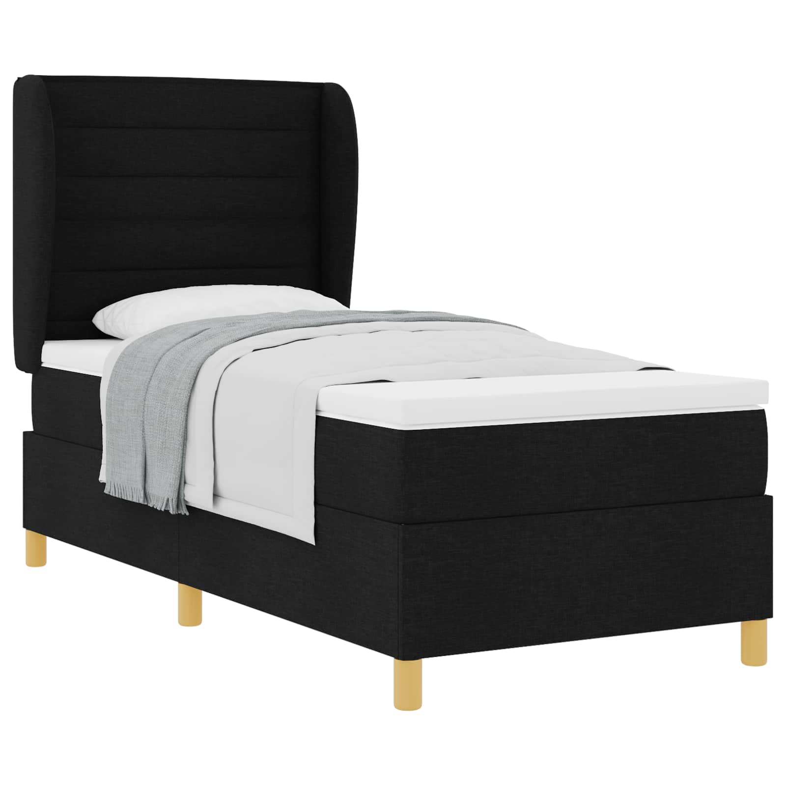 Letto a molle con materasso Nero 200 x 90 cm Tessuto | homemem39
