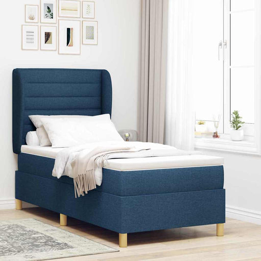 Letto a molle con materasso Blu 200 x 90 cm Tessuto
