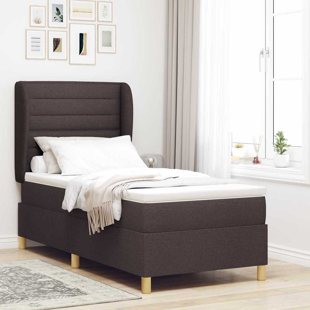 Letto a molle con materasso Marrone Scuro 200 x 100 cm Tessuto | homemem39
