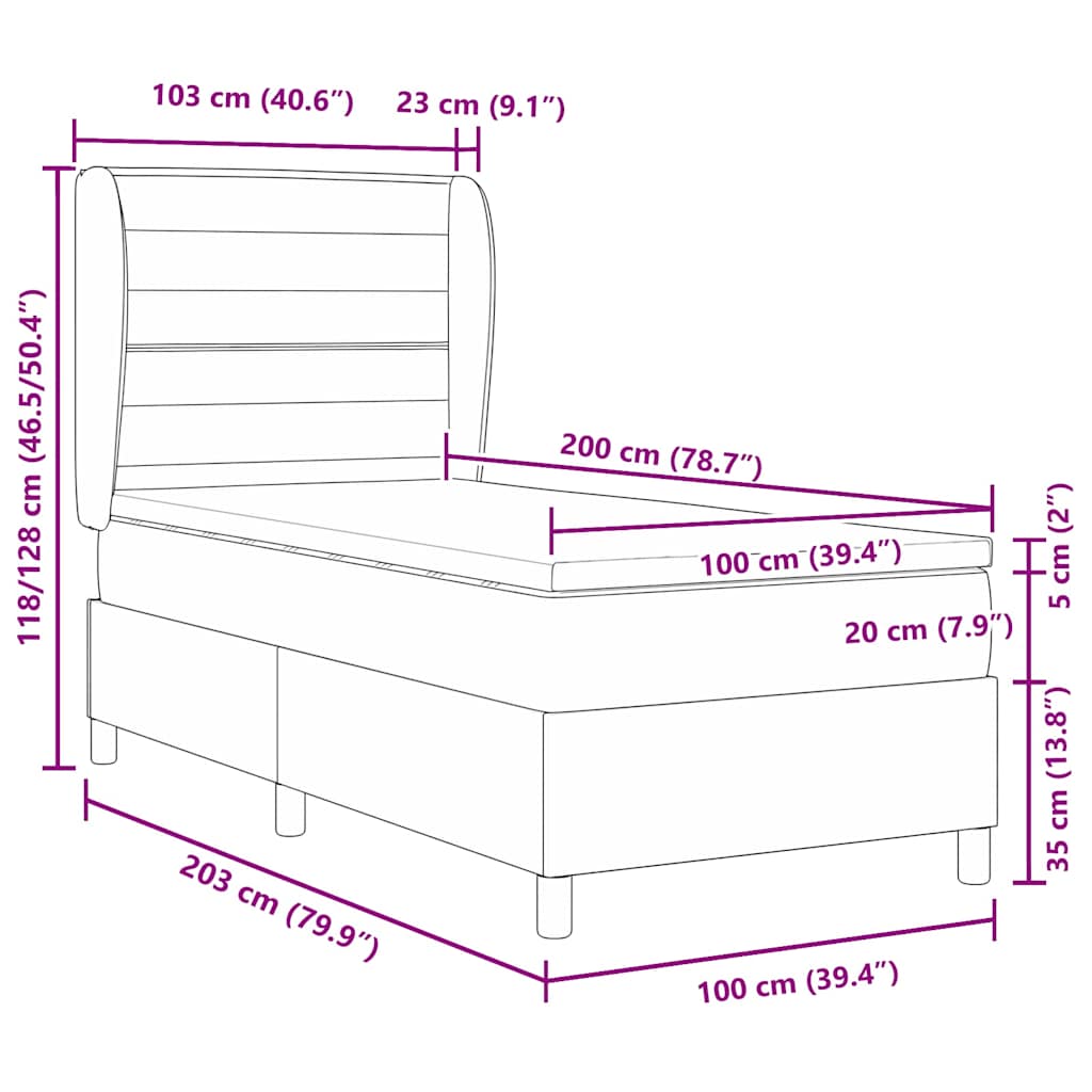 Letto a molle con materasso Talpa 200 x 100 cm Tessuto | homemem39
