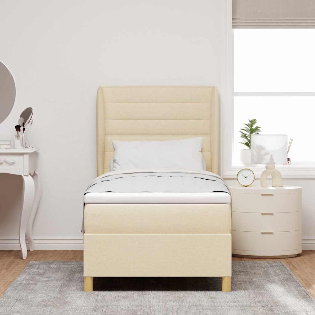 Letto a molle con materasso Crema 200 x 100 cm Tessuto | homemem39