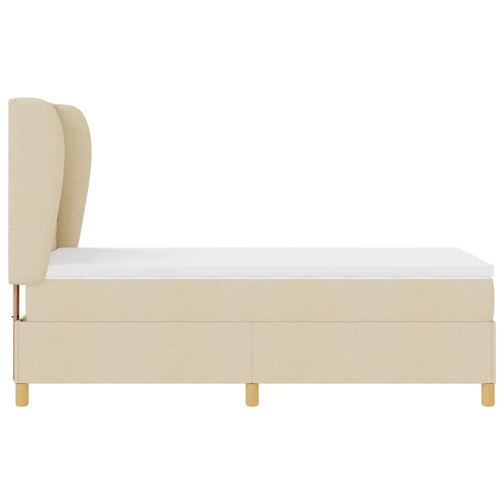 Letto a molle con materasso Crema 200 x 100 cm Tessuto | homemem39