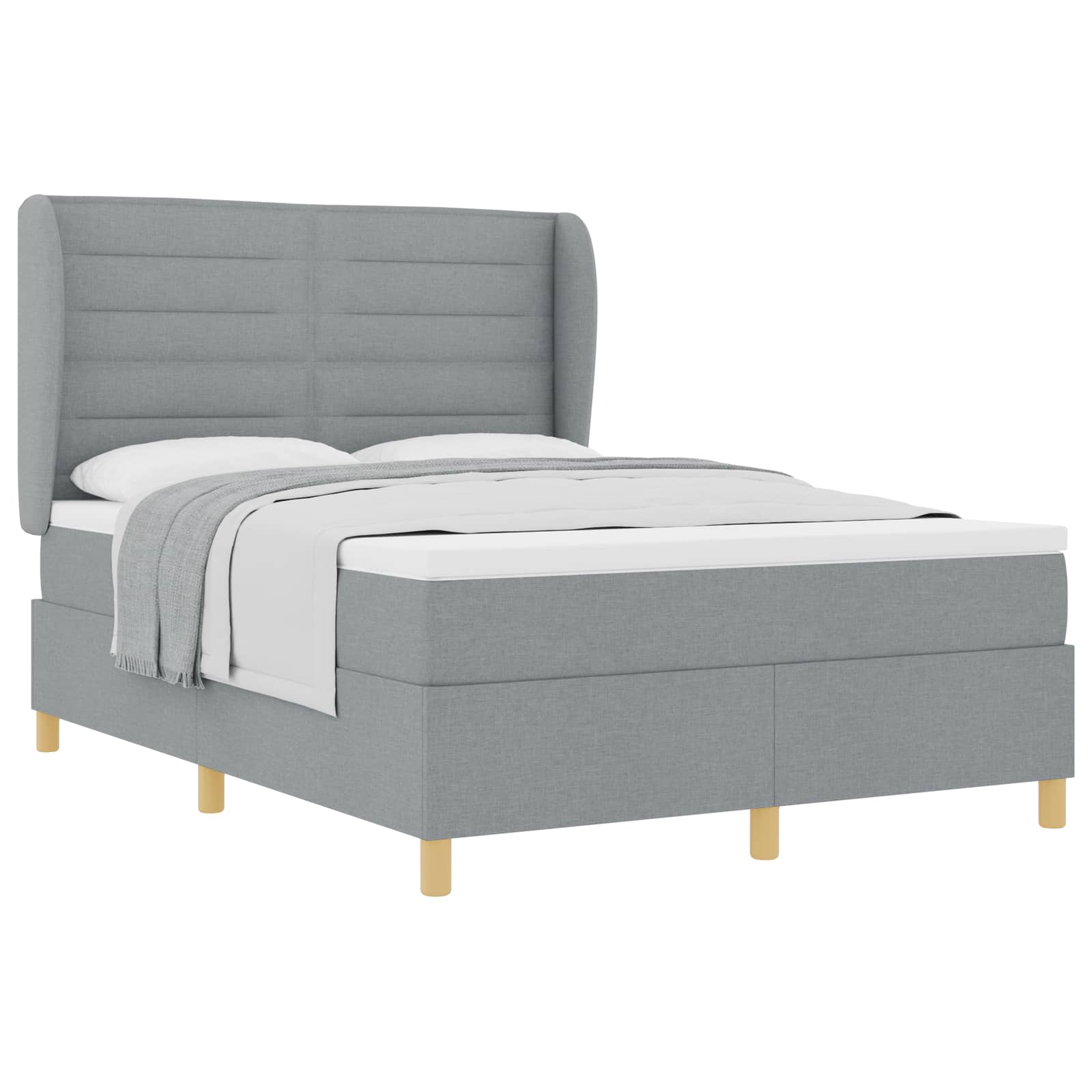 Letto a molle con materasso Grigio chiaro 190 x 140 cm Tessuto | homemem39