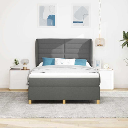 Letto a molle con materasso Grigio scuro 200 x 140 cm Tessuto | homemem39