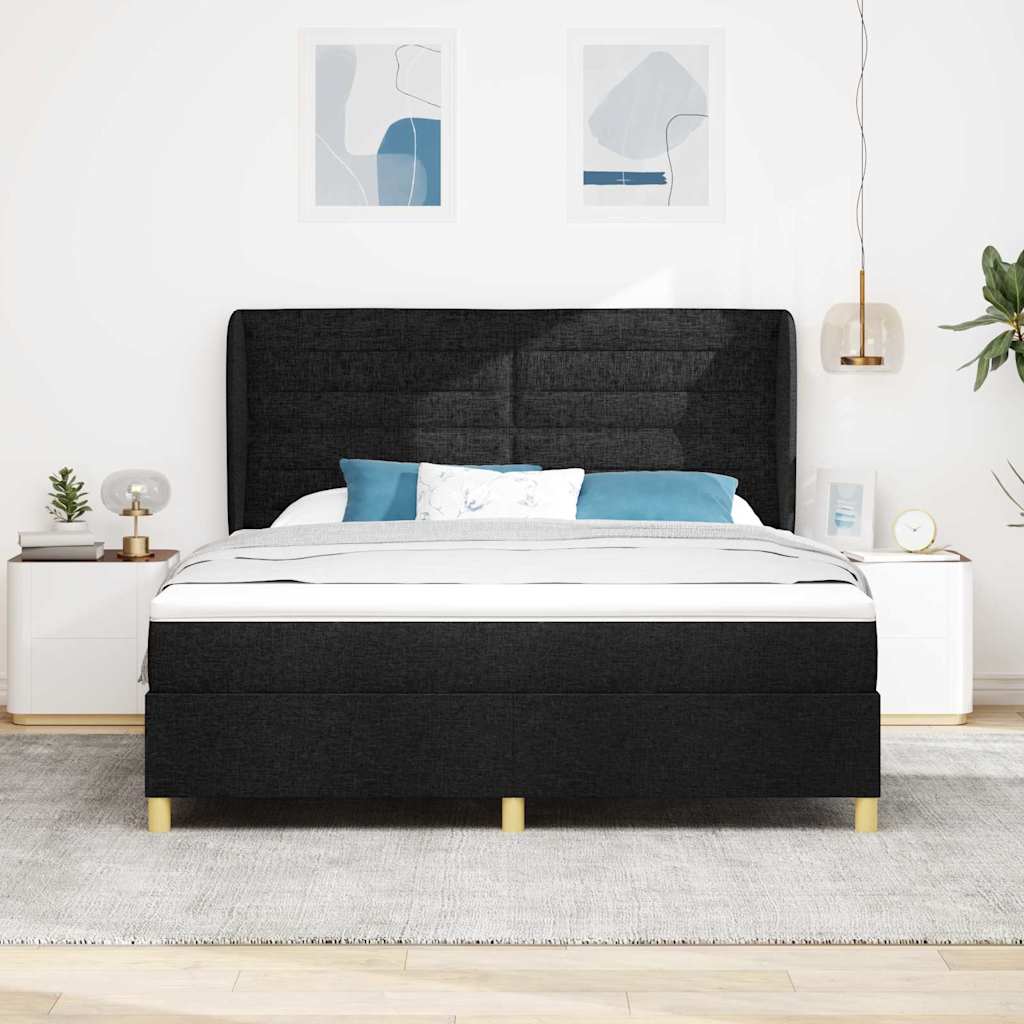 Letto a molle con testiera Nero 200 x 180 cm Tessuto | homemem39