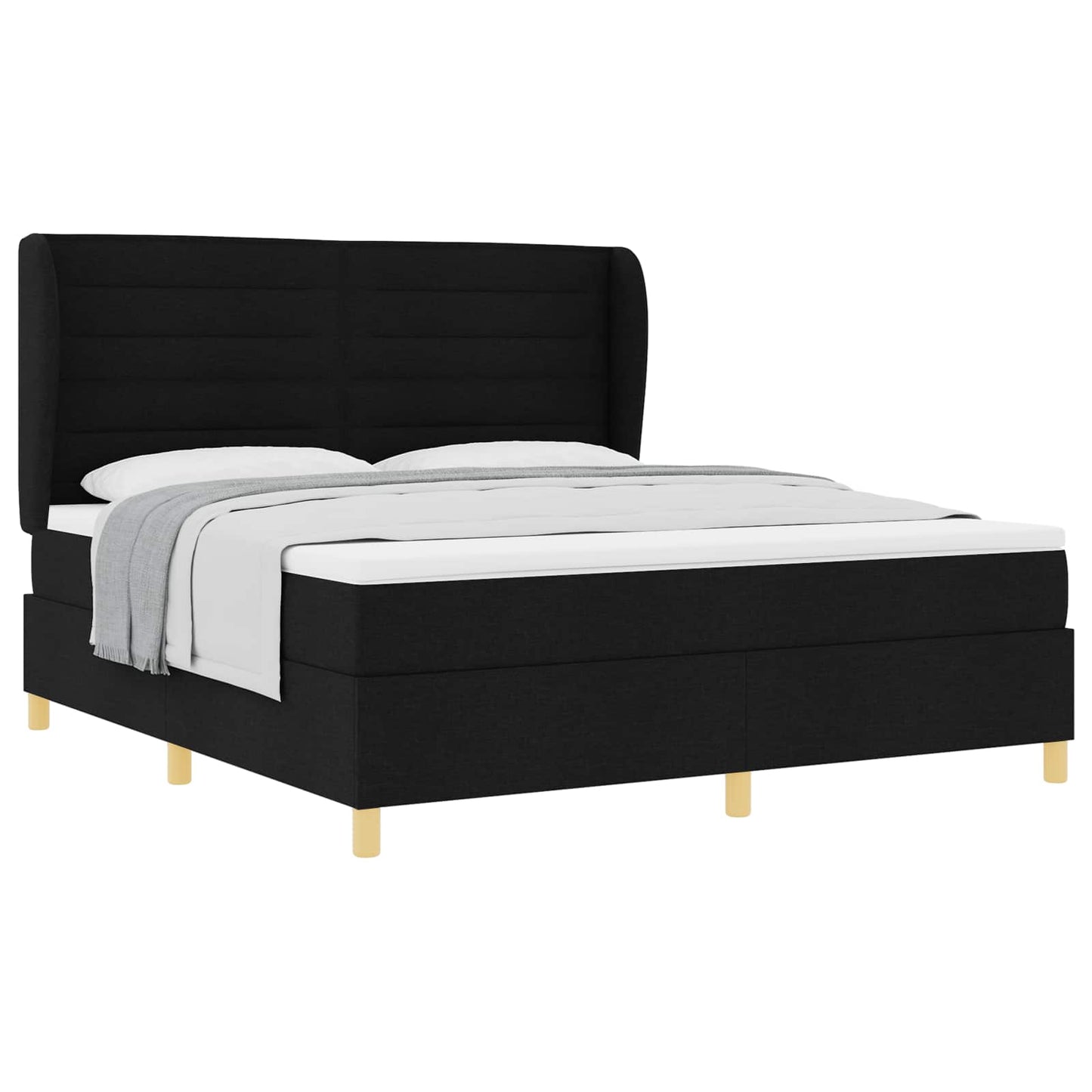 Letto a molle con testiera Nero 200 x 180 cm Tessuto | homemem39