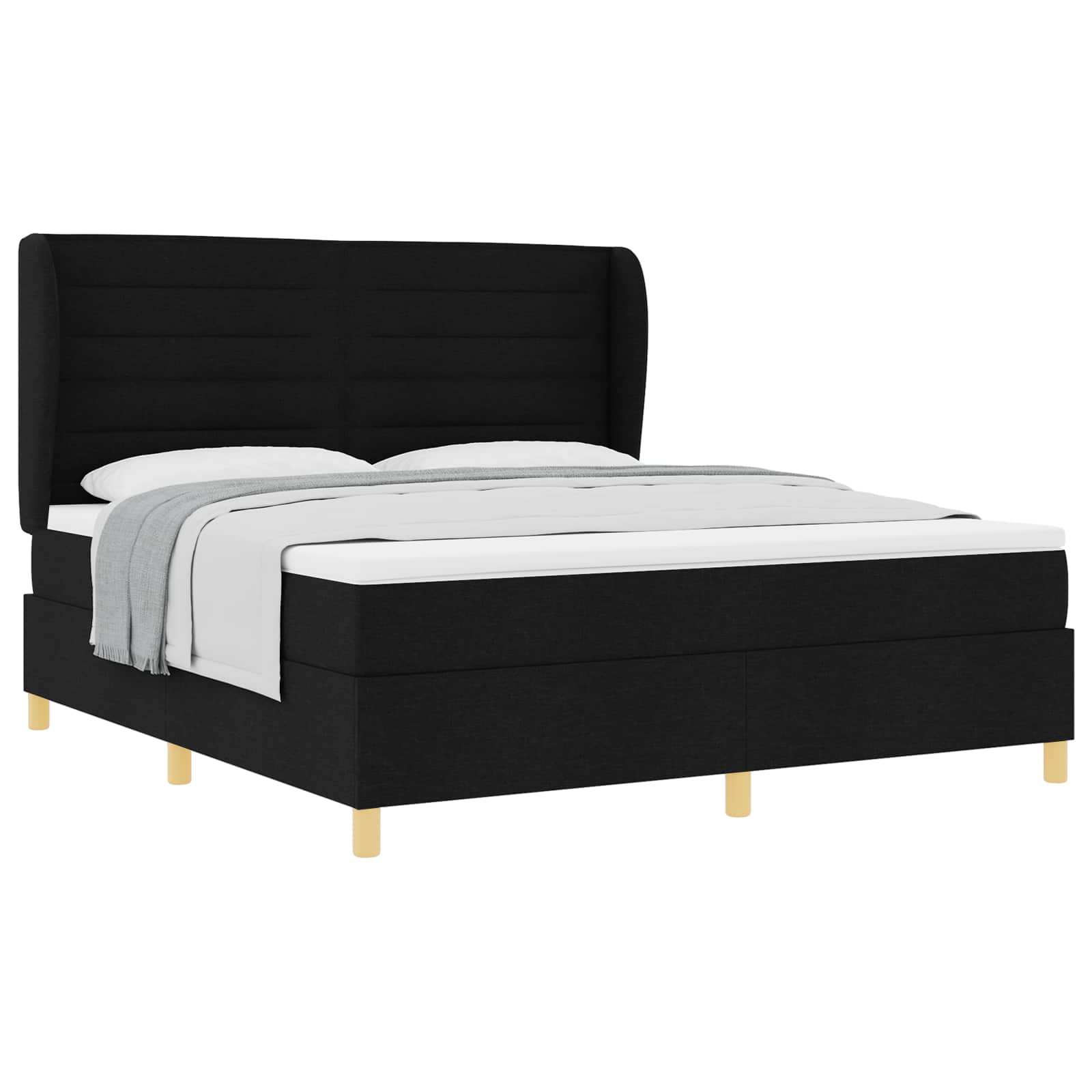 Letto a molle con testiera Nero 200 x 180 cm Tessuto | homemem39