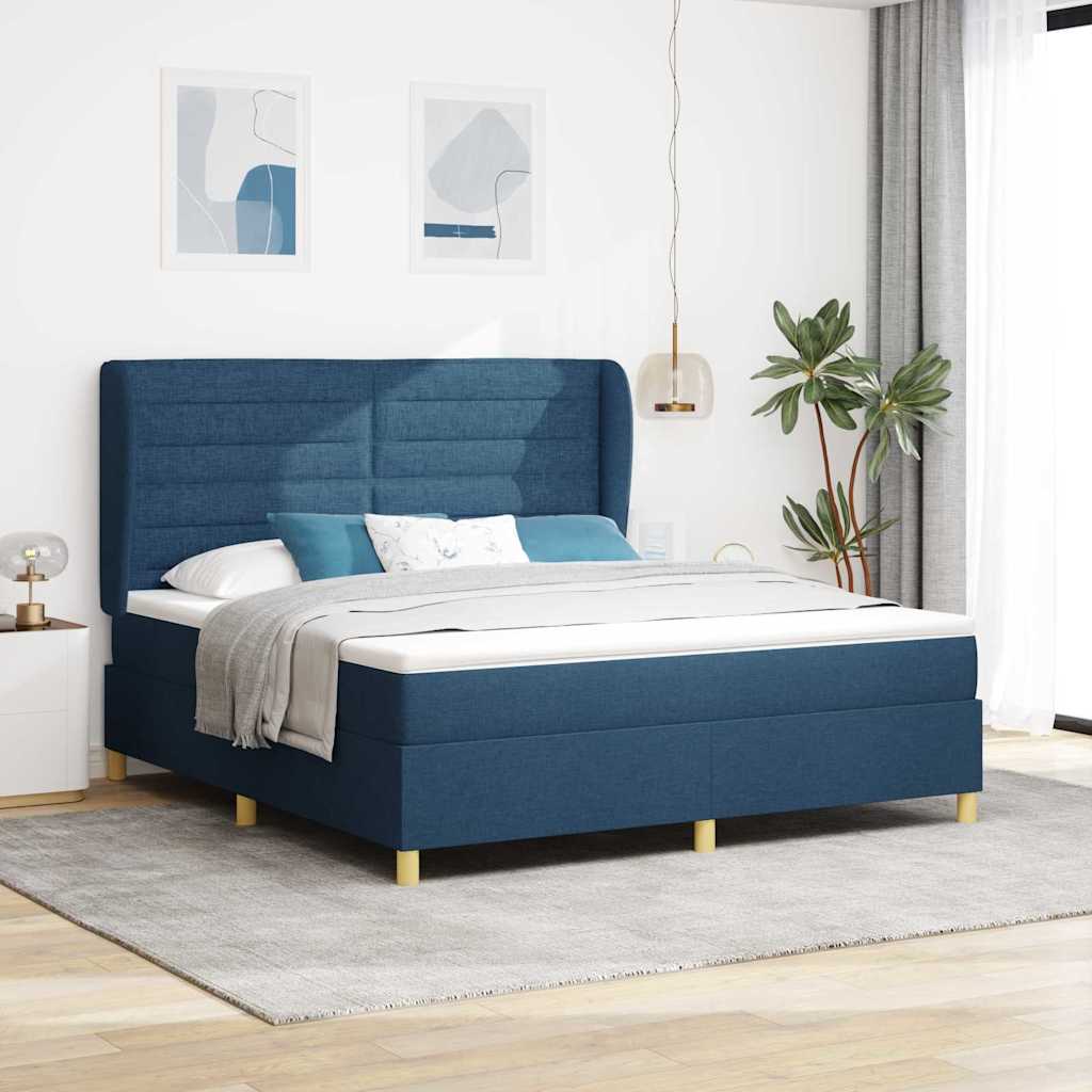 Letto a molle con materasso Blu 200 x 180 cm Tessuto | homemem39