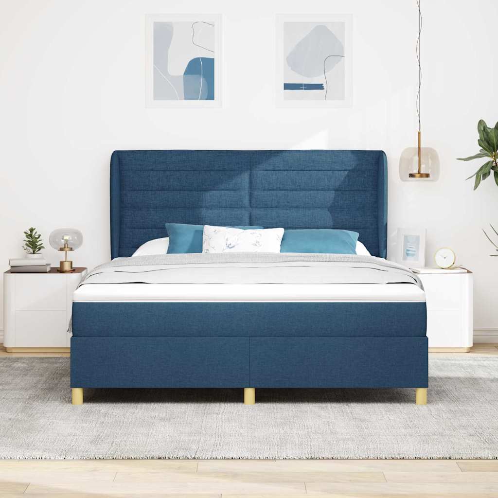 Letto a molle con materasso Blu 200 x 180 cm Tessuto | homemem39
