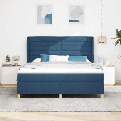 Letto a molle con materasso Blu 200 x 180 cm Tessuto | homemem39