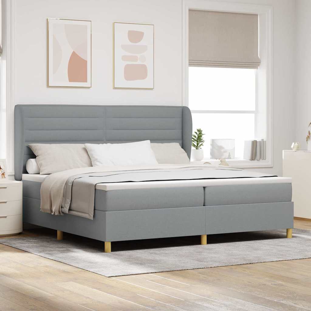 Letto a molle con materasso Grigio chiaro 200 x 200 cm Tessuto | homemem39