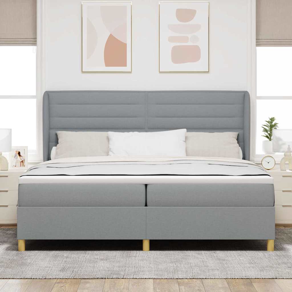 Letto a molle con materasso Grigio chiaro 200 x 200 cm Tessuto | homemem39