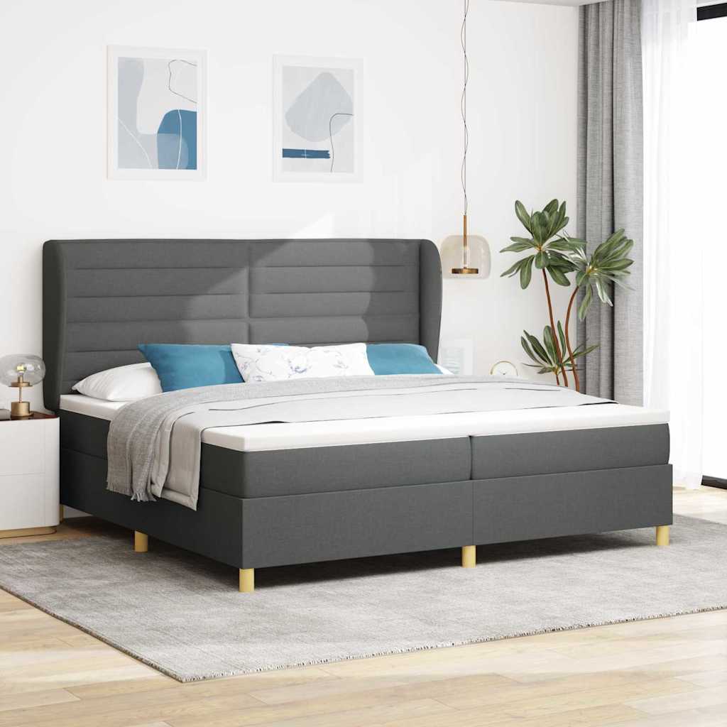 Letto a molle con materasso Grigio scuro 200 x 200 cm Tessuto | homemem39