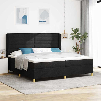 Letto a molle con materasso Nero 200 x 200 cm Tessuto | homemem39