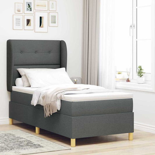 Letto a molle con testiera Grigio scuro 200 x 80 cm Tessuto | homemem39