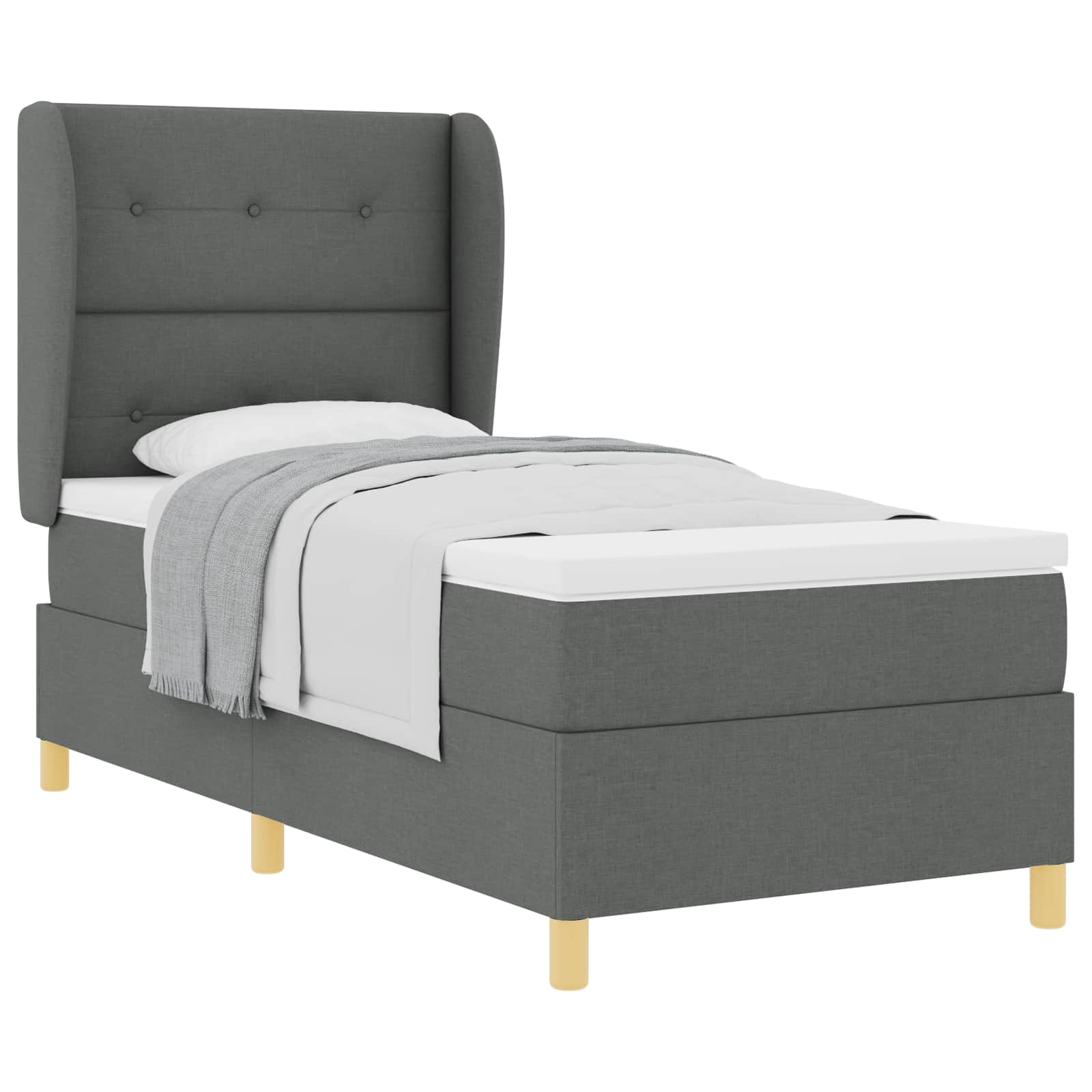 Letto a molle con testiera Grigio scuro 200 x 80 cm Tessuto | homemem39