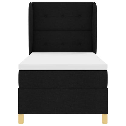 Letto a molle con testiera Nero 190 x 90 cm Tessuto | homemem39