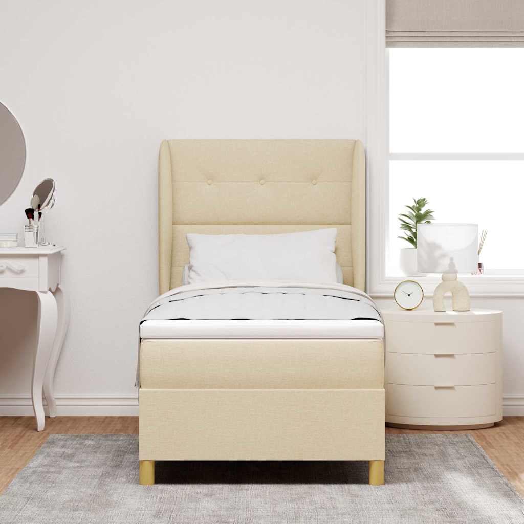 Letto a molle con testiera Crema 190 x 90 cm Tessuto | homemem39