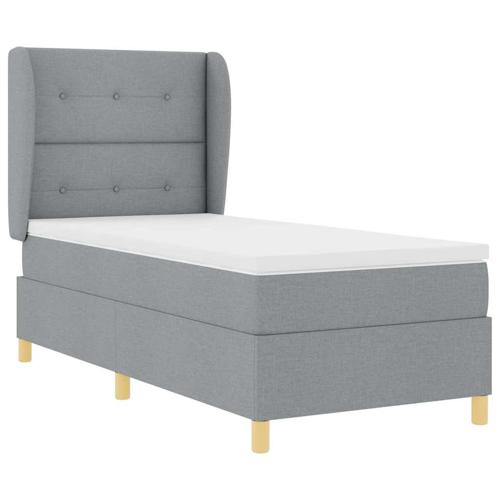 Letto a molle con testiera Grigio chiaro 200 x 90 cm Tessuto | homemem39