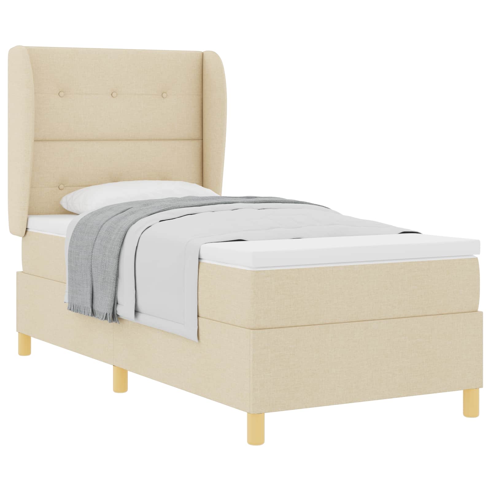 Letto a molle con testiera Crema 200 x 90 cm Tessuto | homemem39