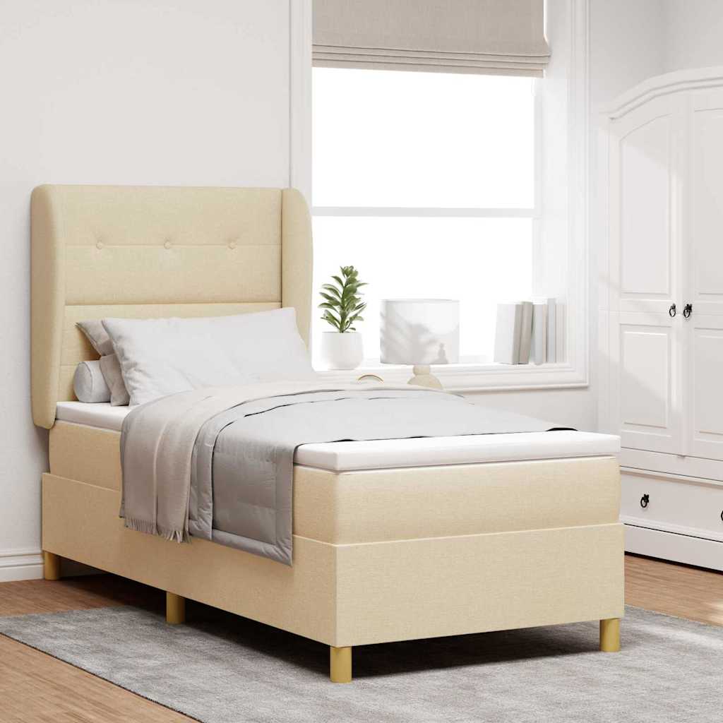 Letto a molle con testiera Crema 200 x 100 cm Tessuto | homemem39