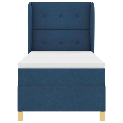 Letto a molle con testiera Blu 200 x 100 cm Tessuto