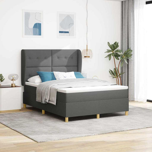 Letto a molle con testiera Grigio scuro 190 x 140 cm Tessuto | homemem39