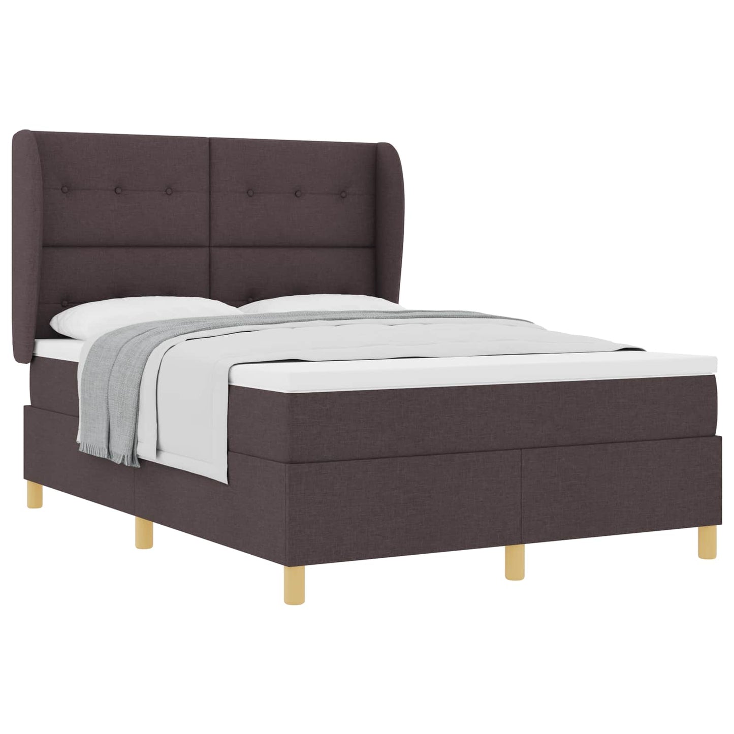 Letto a molle con testiera Marrone Scuro 190 x 140 cm Tessuto | homemem39