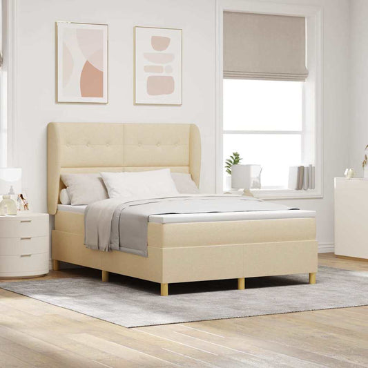 Letto a molle con testiera Crema 190 x 140 cm Tessuto | homemem39