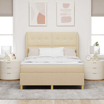 Letto a molle con testiera Crema 190 x 140 cm Tessuto | homemem39