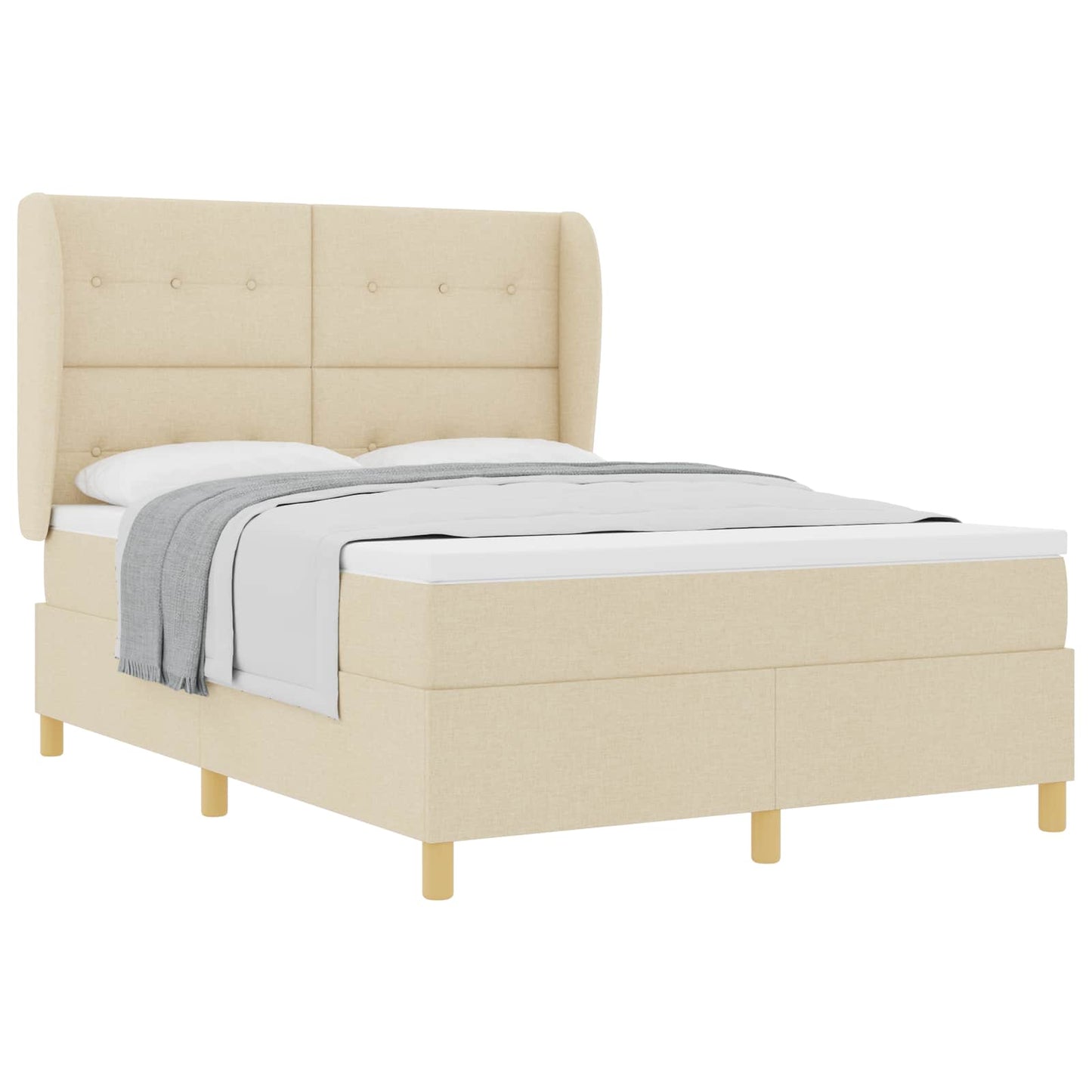Letto a molle con testiera Crema 190 x 140 cm Tessuto | homemem39