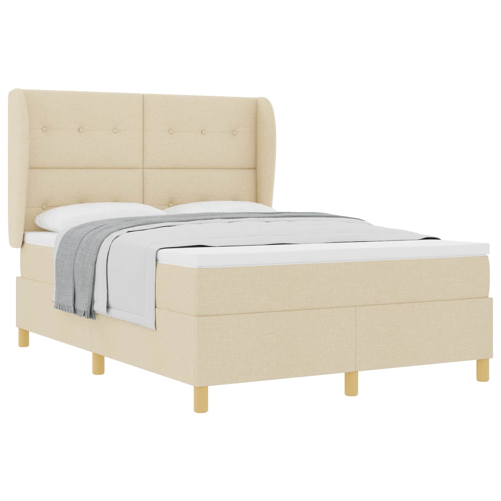 Letto a molle con testiera Crema 190 x 140 cm Tessuto | homemem39
