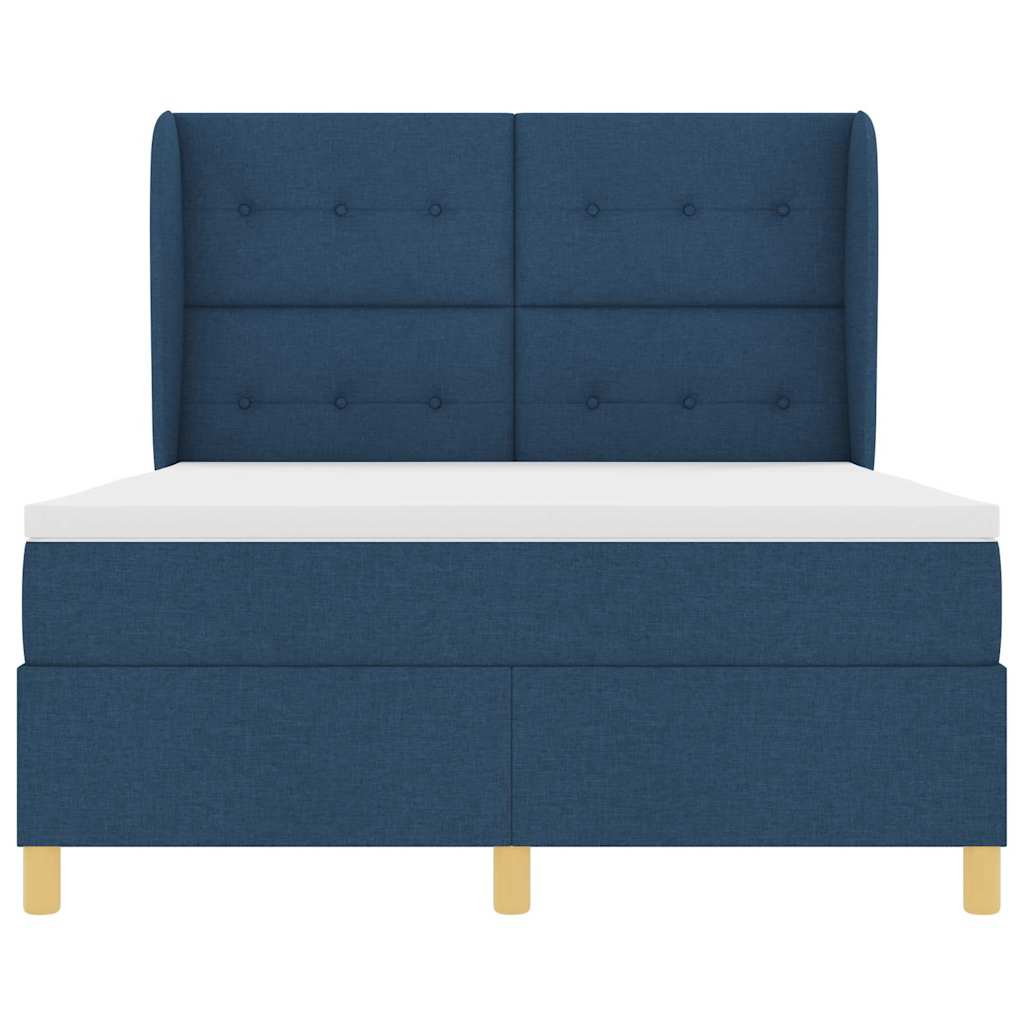 Letto a molle con testiera Blu 190 x 140 cm Tessuto | homemem39