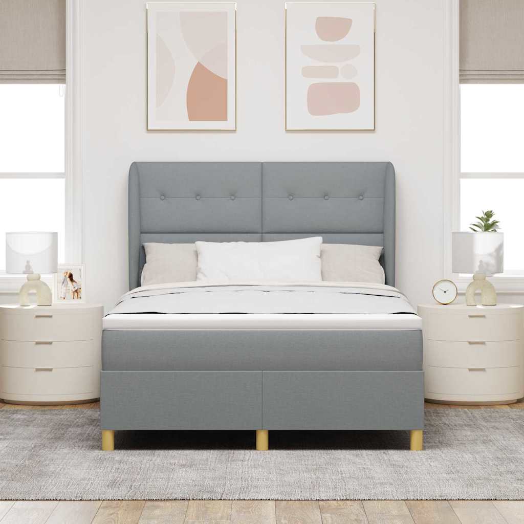 Letto a molle con testiera Grigio chiaro 200 x 140 cm Tessuto | homemem39