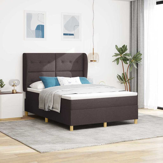 Letto a molle con testiera Marrone Scuro 200 x 140 cm Tessuto | homemem39