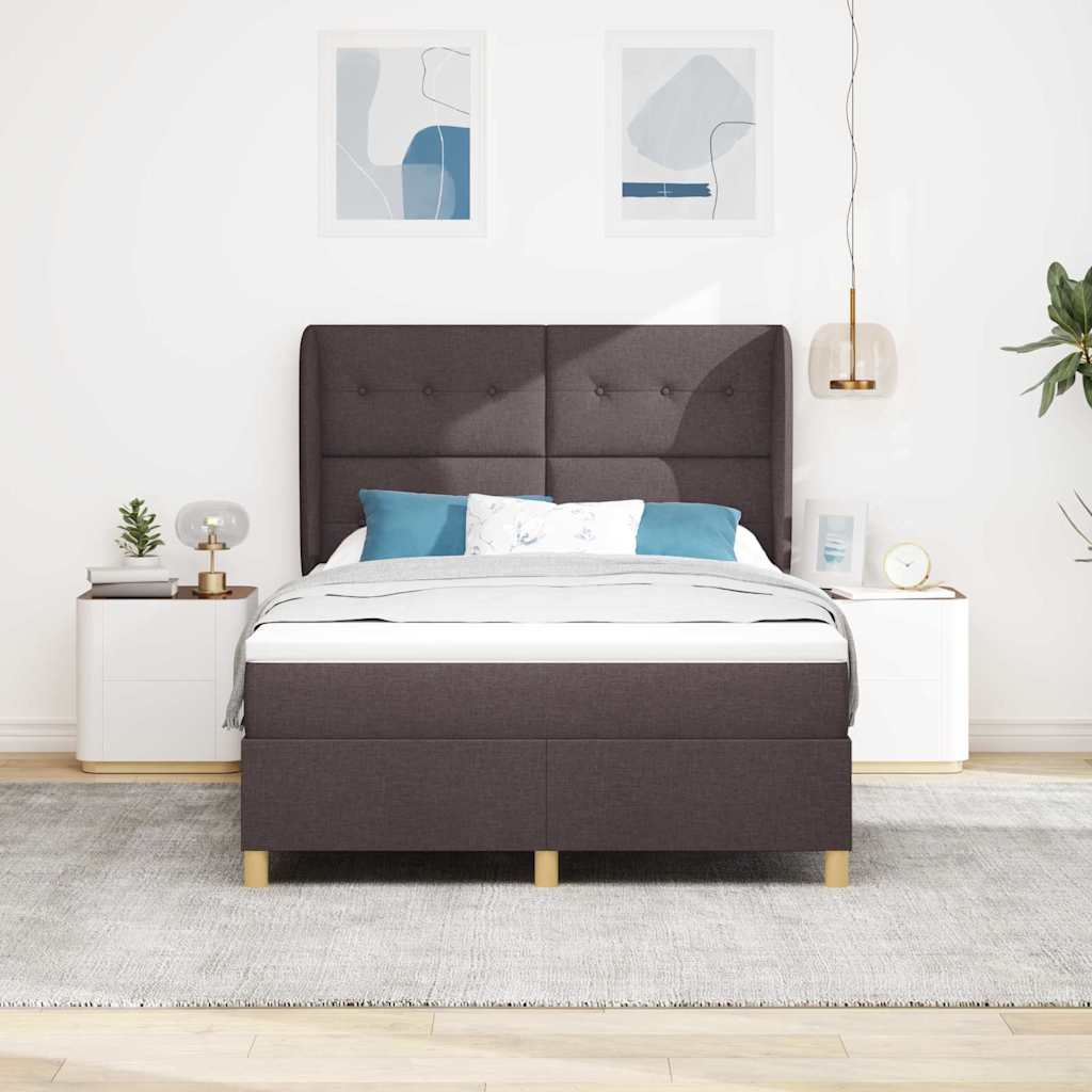 Letto a molle con testiera Marrone Scuro 200 x 140 cm Tessuto | homemem39