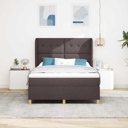 Letto a molle con testiera Marrone Scuro 200 x 140 cm Tessuto | homemem39