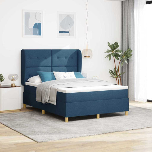 Letto a molle con testiera Blu 200 x 140 cm Tessuto | homemem39