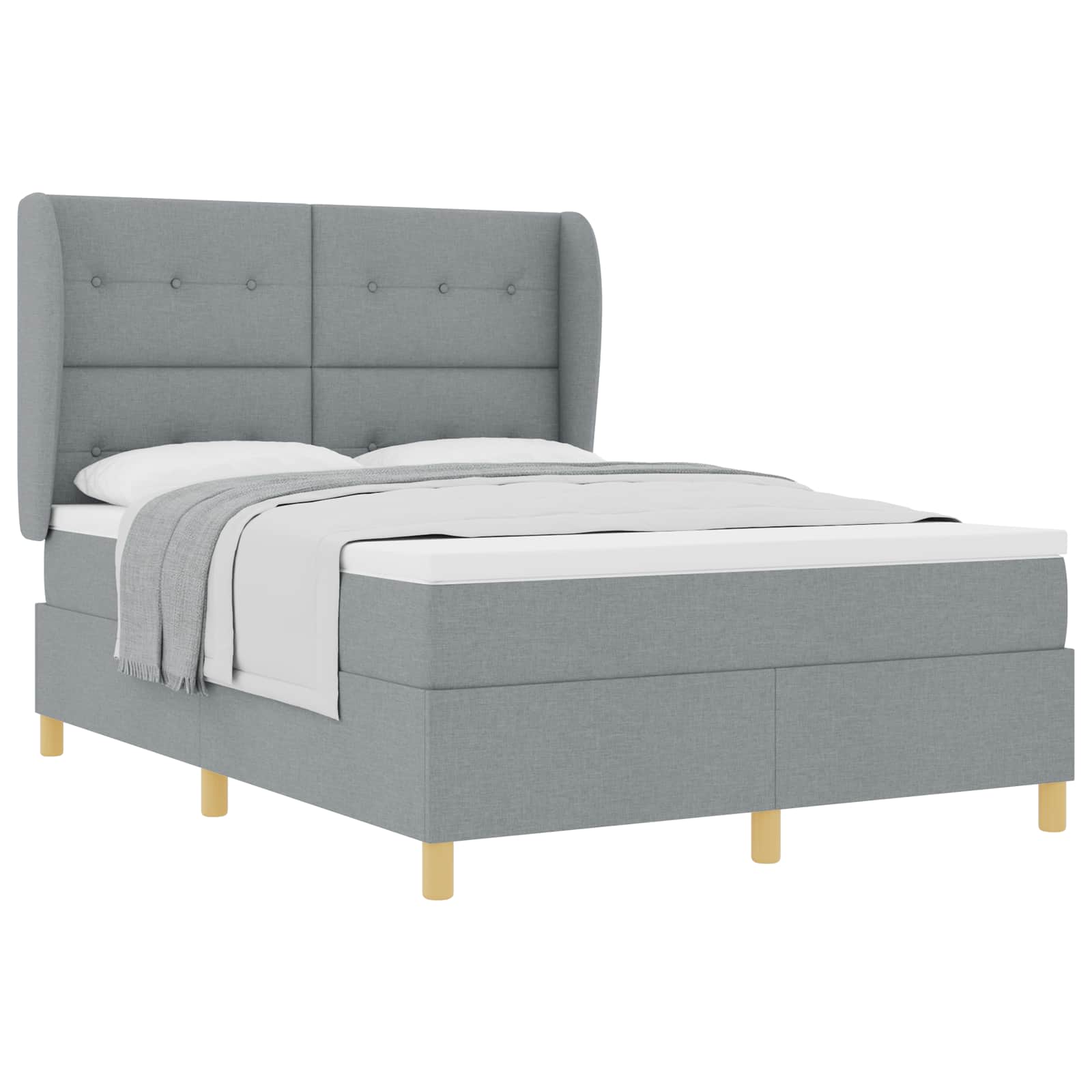 Letto a molle con testiera Grigio chiaro 200 x 160 cm Tessuto | homemem39
