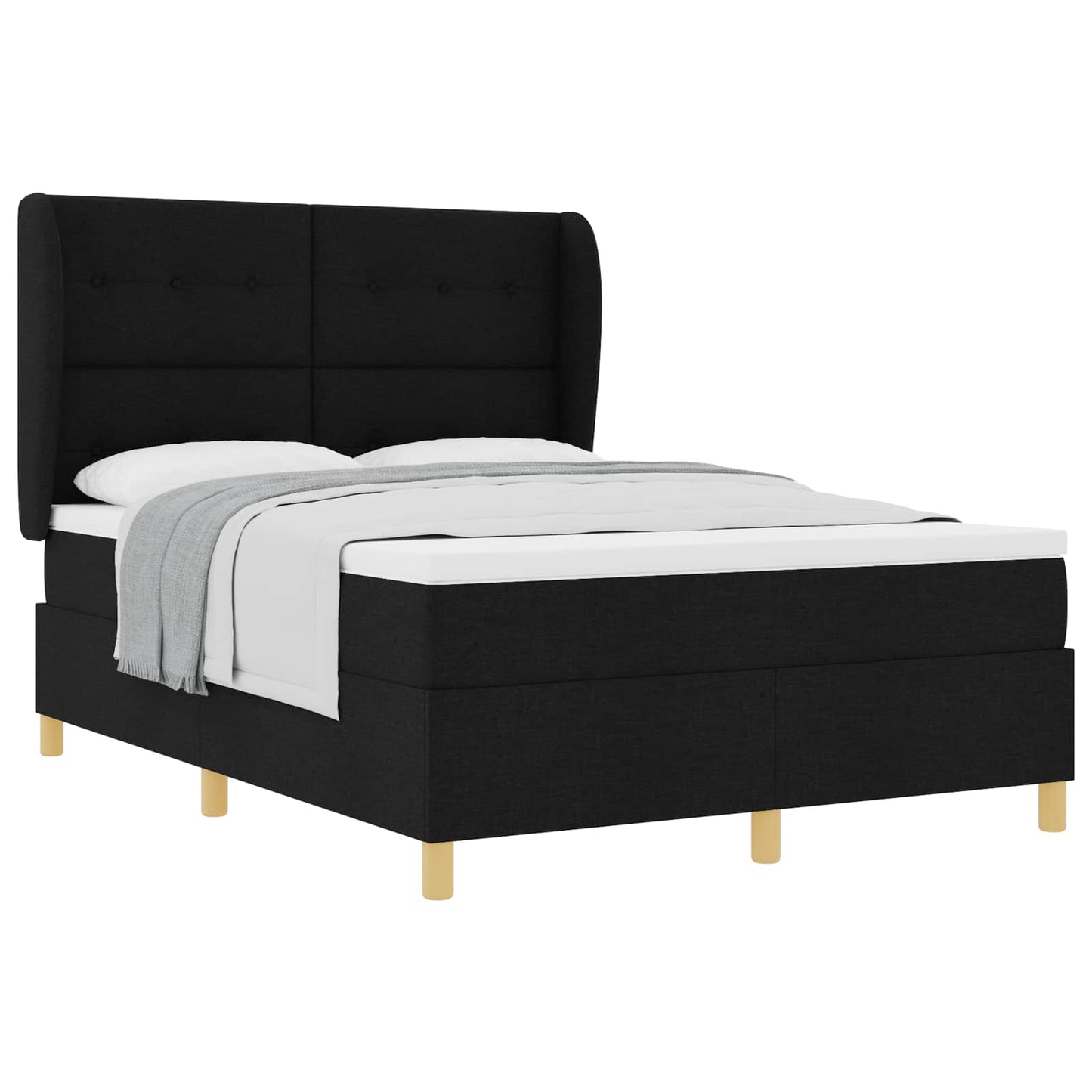 Letto a molle con testiera Nero 200 x 160 cm Tessuto | homemem39