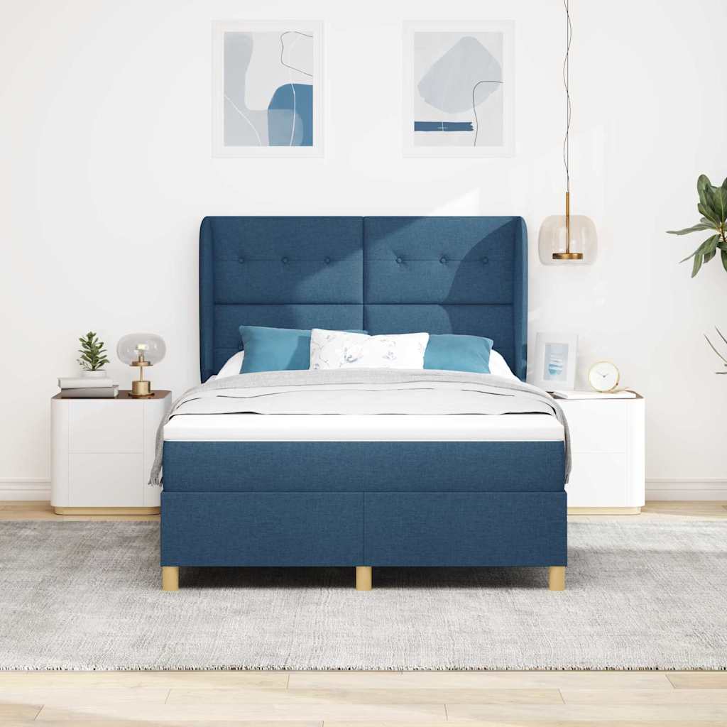 Letto a molle con testiera Blu 200 x 160 cm Tessuto | homemem39