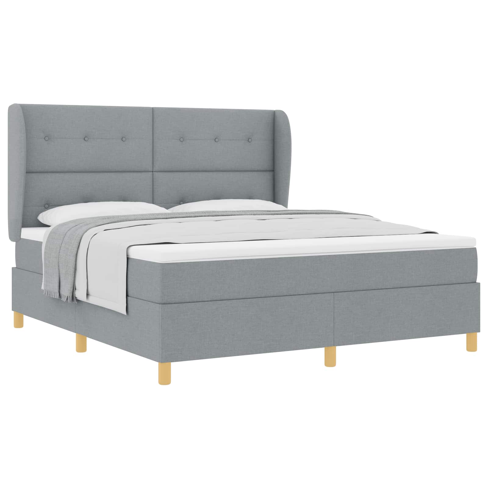 Letto a molle con testiera Grigio chiaro 200 x 180 cm Tessuto | homemem39