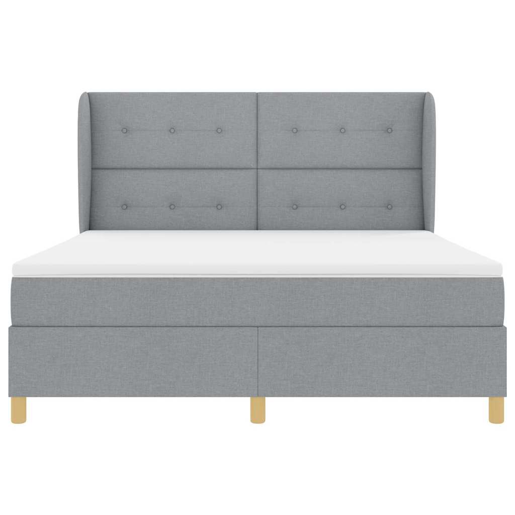 Letto a molle con testiera Grigio chiaro 200 x 180 cm Tessuto | homemem39