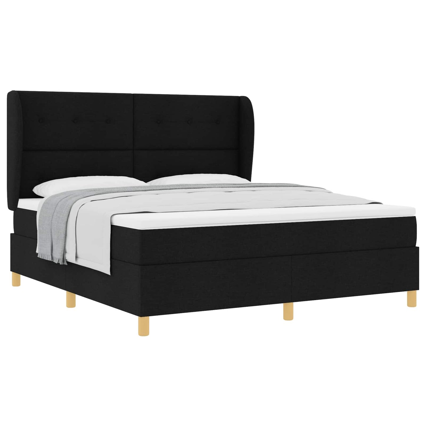 Letto a molle con testiera Nero 200 x 180 cm Tessuto | homemem39